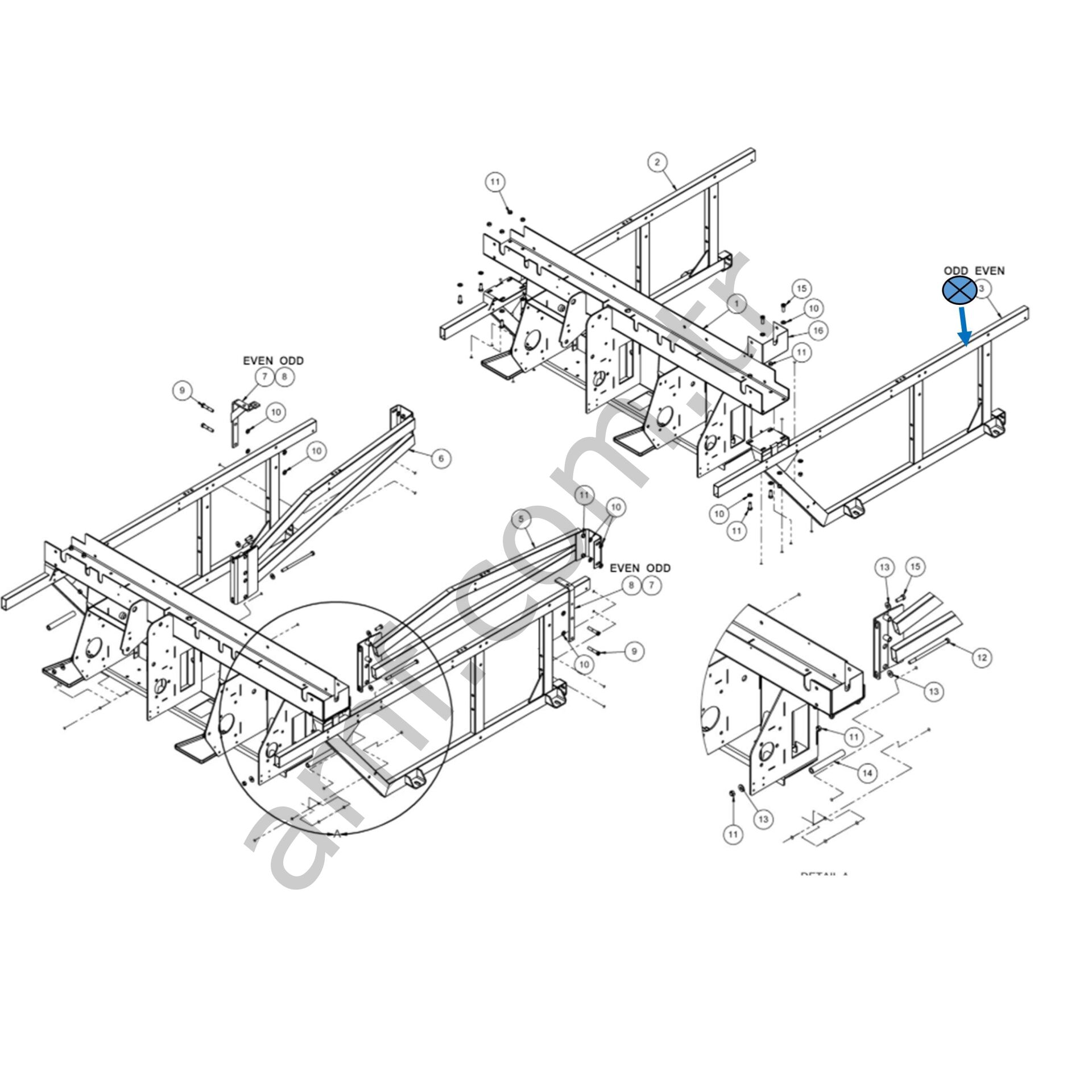 Right Hand Side Frame Odd Machine_090004002 Ana Şase, Tek Nolu Ön Makine Sol Şase Çerçevesi