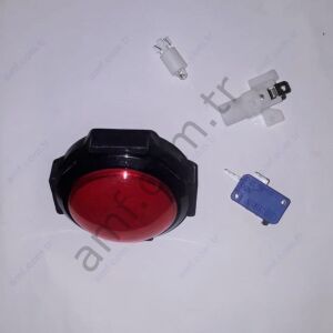 60mm Çap, Dış Bükey Kırmızı Buton, 12v Sviç Dahil