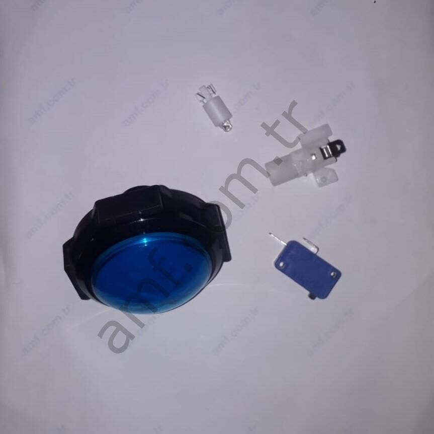 60mm Çap, Dış Bükey, Mavi Buton, 12v Sviç Dahil