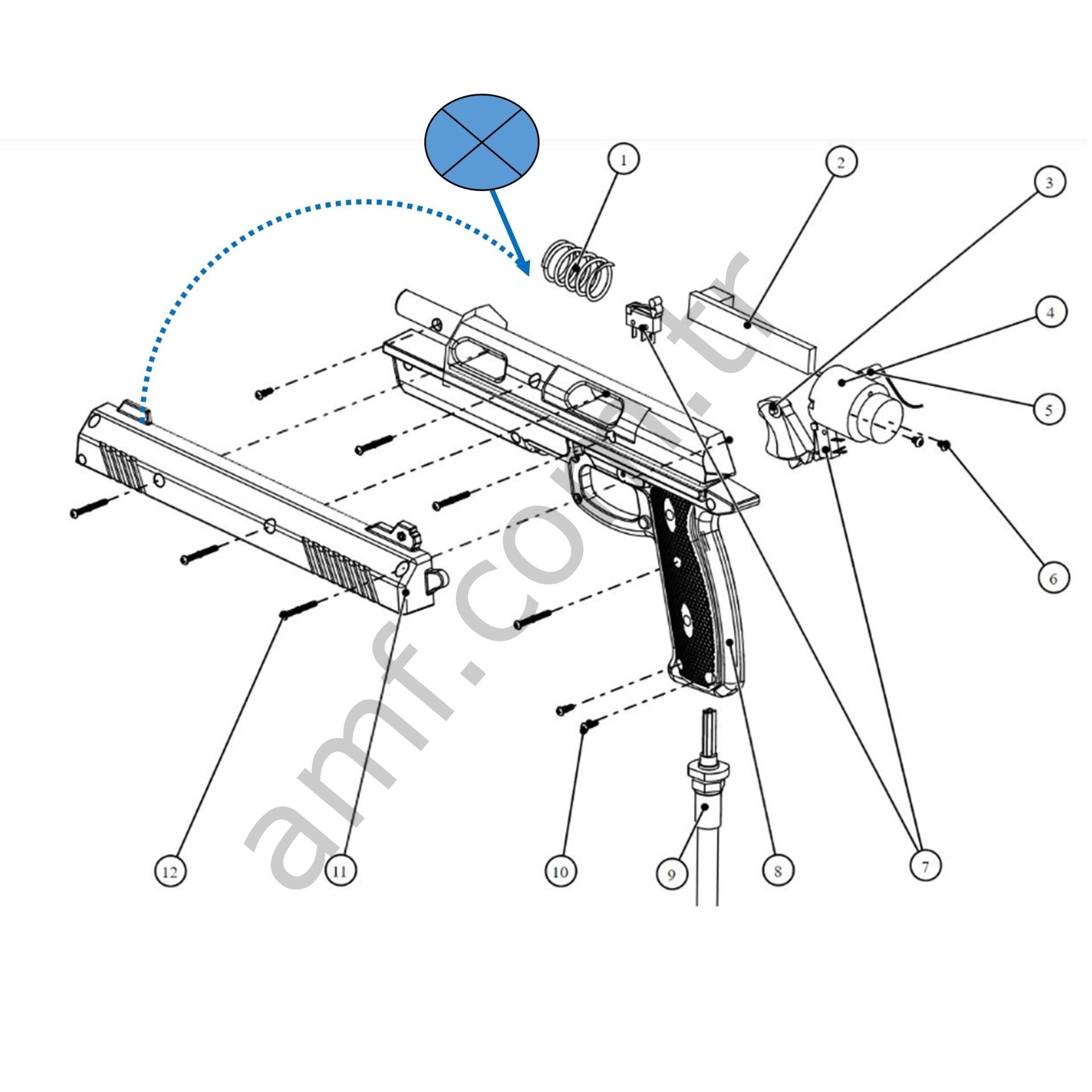 Slide, Right_ADR_TR-05-0005 (R/H) Tomb Raider, Tabanca Sağ Pvc Kızağı