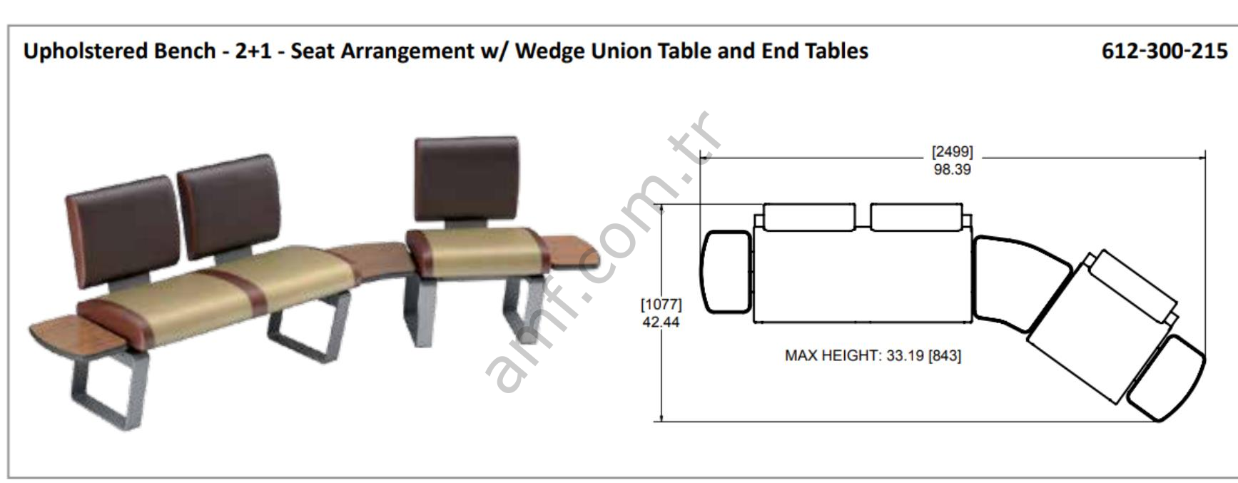 Upholstered Bench 2+1, Seat Arrangement_612300215 Harmony Mobilya 3 Lü Oturma Gurubu, Synergy Serisi