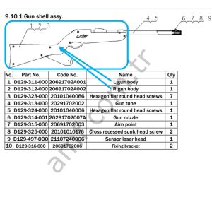 Dino Invation Gun Shell Cover Set_206917021001&002 Out Back Hunter, Tüfek Dış Kabuğu Seti, D129-311-000&D129-312-000
