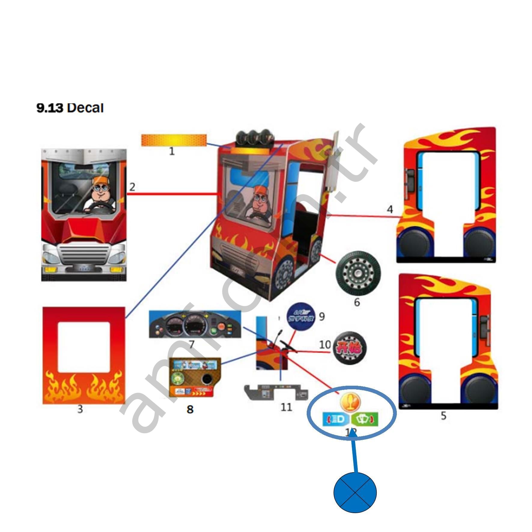 Super Big Rig, Handle Knob Decal_S127-713-000 Super Big Rig, Silecek ve Sinyal Kolu Resim Görsel