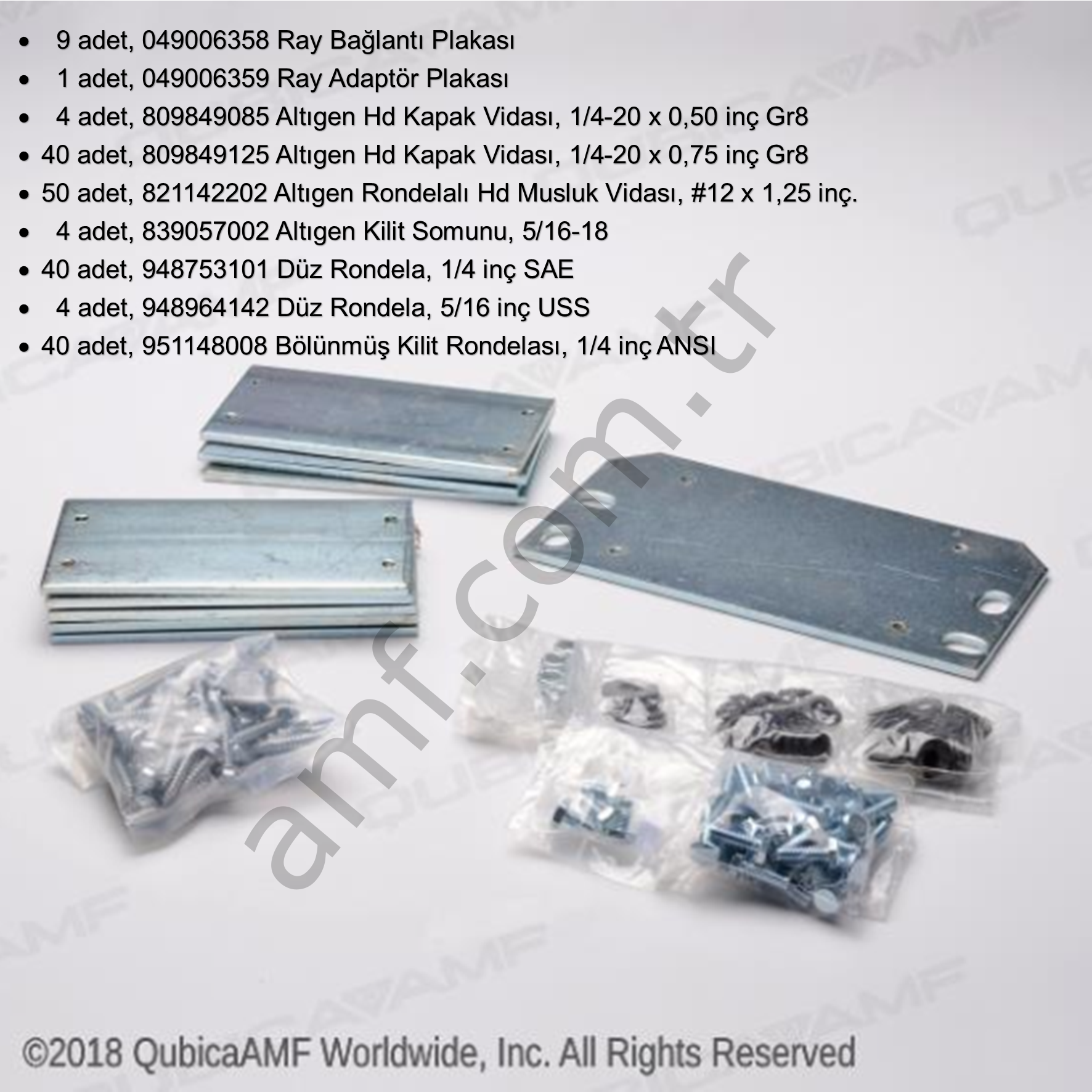 Rail Track Hardware Kit_049006363 Top Geri Dönüş Ray Bağlantısı Plakaları Seti