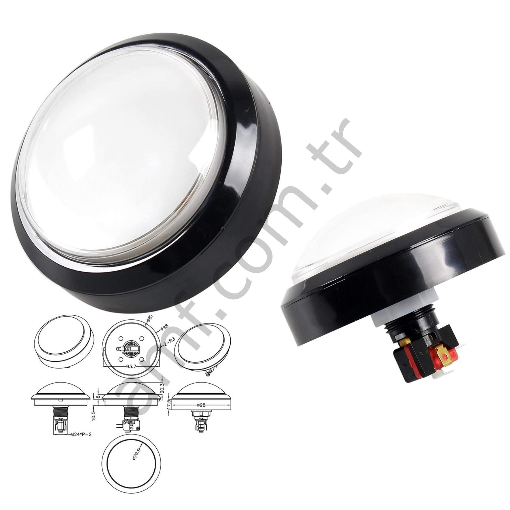 100mm Çap, Beyaz, Dış Bükey Button Buton Beyaz 100mm Dış Bükey Sviçli