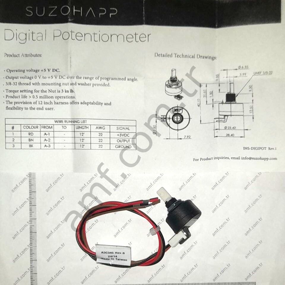 Potentiometer 1K_50-3127-00 Raw Thrills, Moto Gp, Super Bike 2, Snocross, 1K Potansiyometre, Uzun Ömürlü