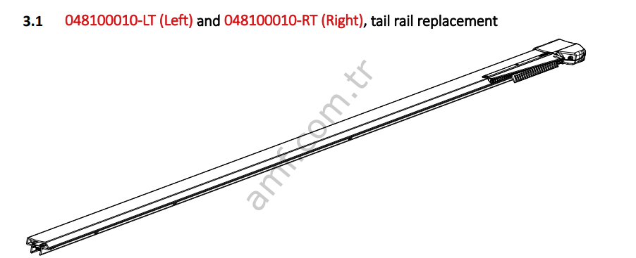 Tail Rail Replacement_048100010-RT Hyper Bowling, Ray, Son, Sağ