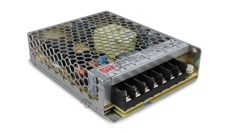 Power Supply Mean Well 24Volt 100Watt_LRS-100-24 Elektrik Güç Kaynağı, 24V 100W Mean Well LRS-100-24, 4.5Amper