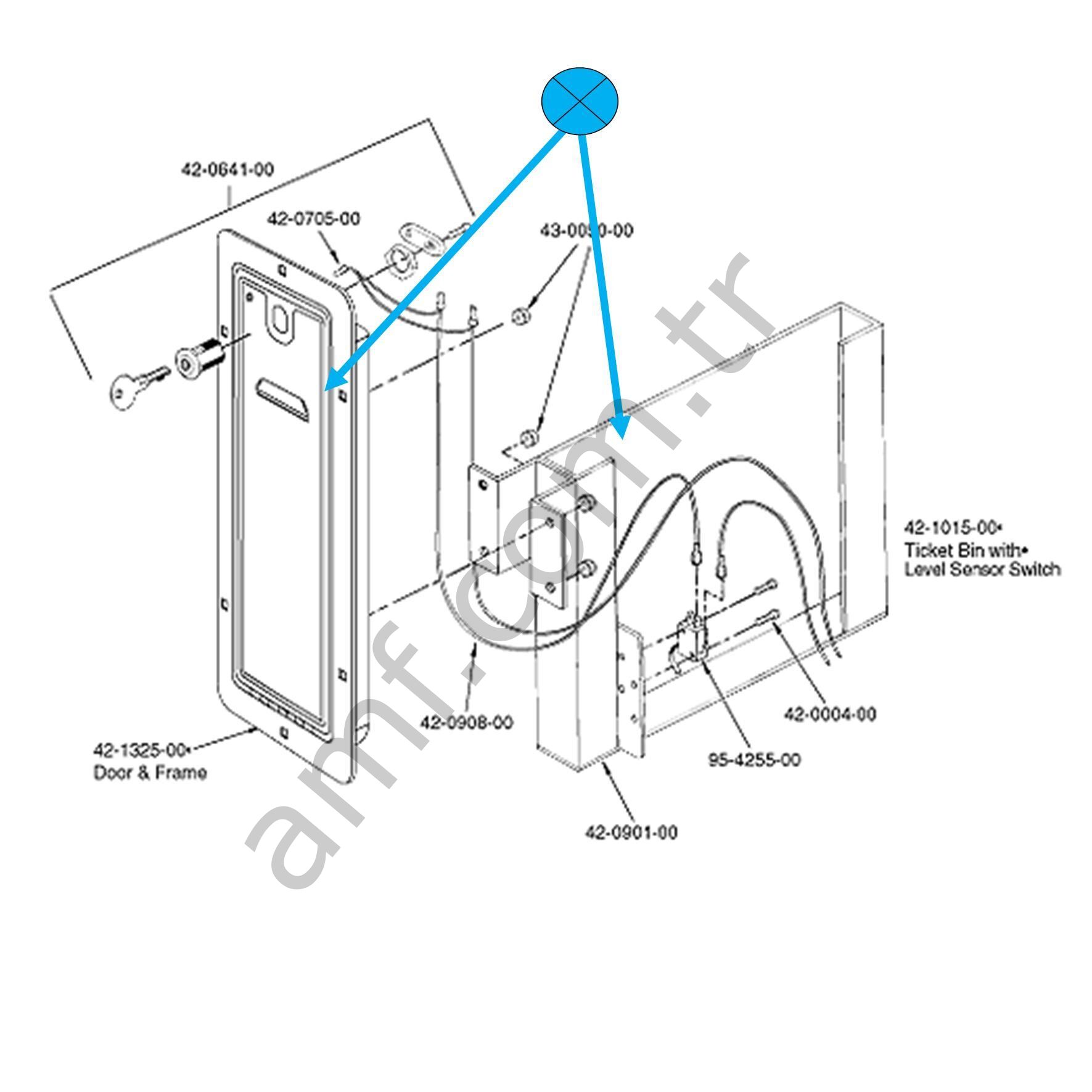 Ticket Dispencer Door With Bin_40-0543-00 Bilet Mekanizması İçin Kapı ve Bilet Yükleme Platformu İle Birlikte