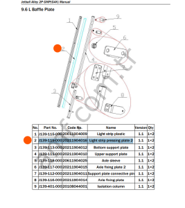 Light Strip Pressing Pvc Plate Left_J139-119-000 Jetball Alley, Led Kapağı, Sol