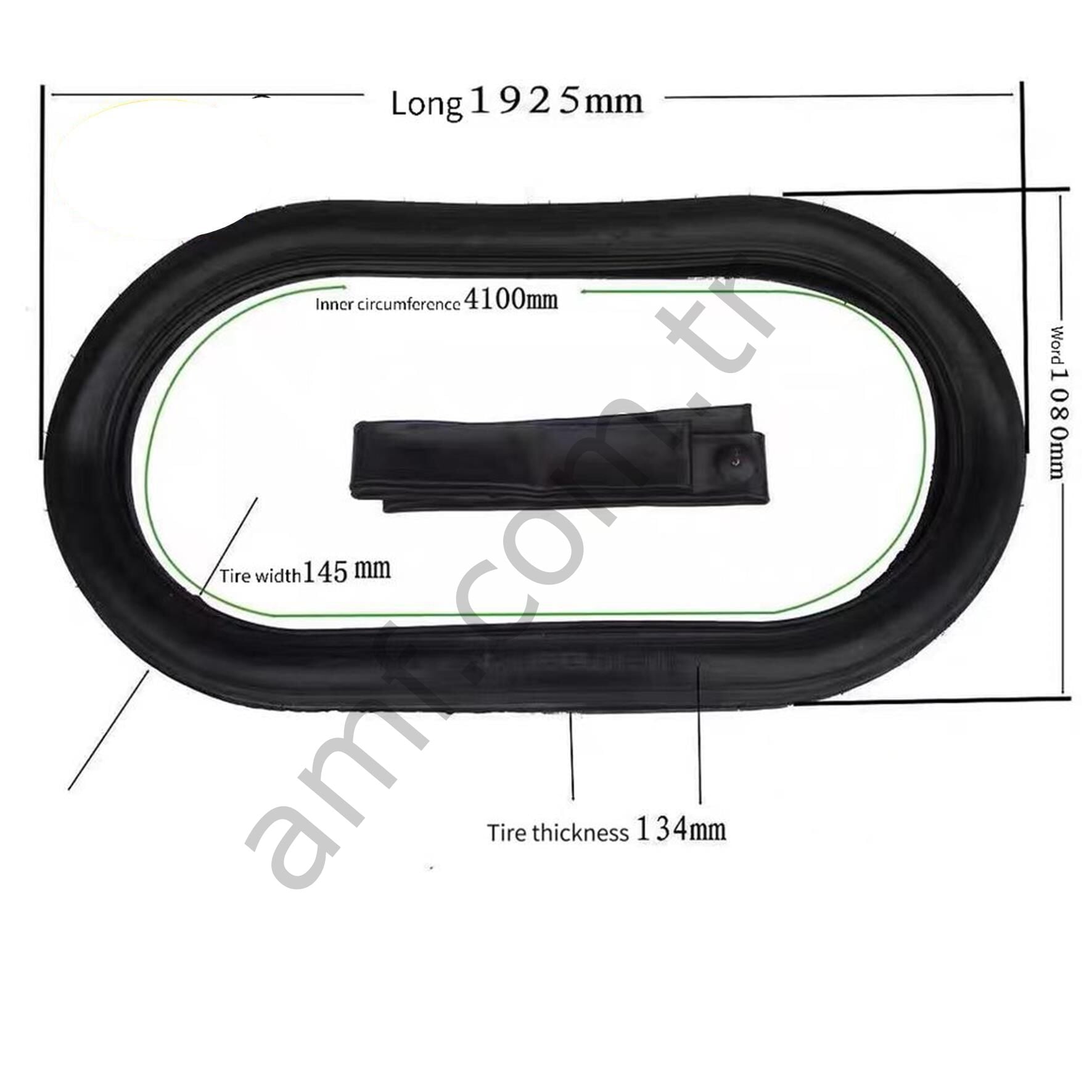 Çarpışan Araba Dış Lastik Büyük Boy 1925mmx1080mm - İç Çevre 4100mm - Yanak 145mm - Yükseklik 134mm