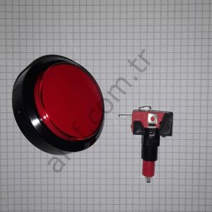 60mm Çap, Düz, Push Button, Kırmızı, Sviç Dahil