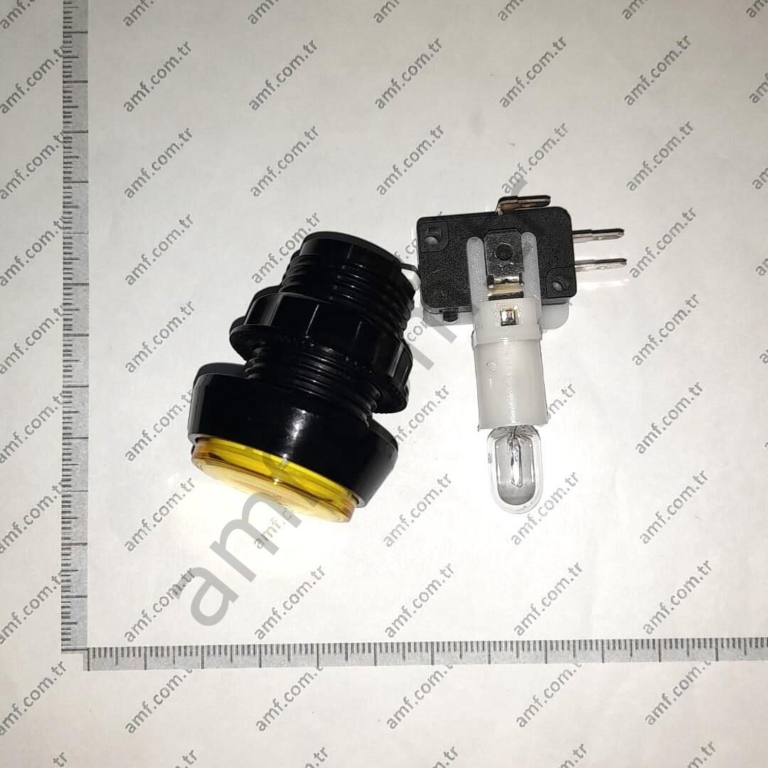 37mm Dış Çap, 29mm Kafa Çap,Sarı, Düz, Push Button 37mm Outer Dia, 29mm Head Dia, Push Button, Paokai Crane Butonu, Taiwan