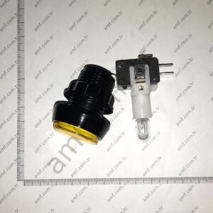 37mm Dış Çap, 29mm Kafa Çap,Sarı, Düz, Push Button 37mm Outer Dia, 29mm Head Dia, Push Button, Paokai Crane Butonu, Taiwan