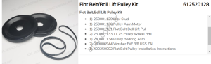 Flat Belt/Ball Lift Pulley Kit_612520128 Ball Return Altıgen Kayışı Değiştirme Kasnak ve Kayış Kiti