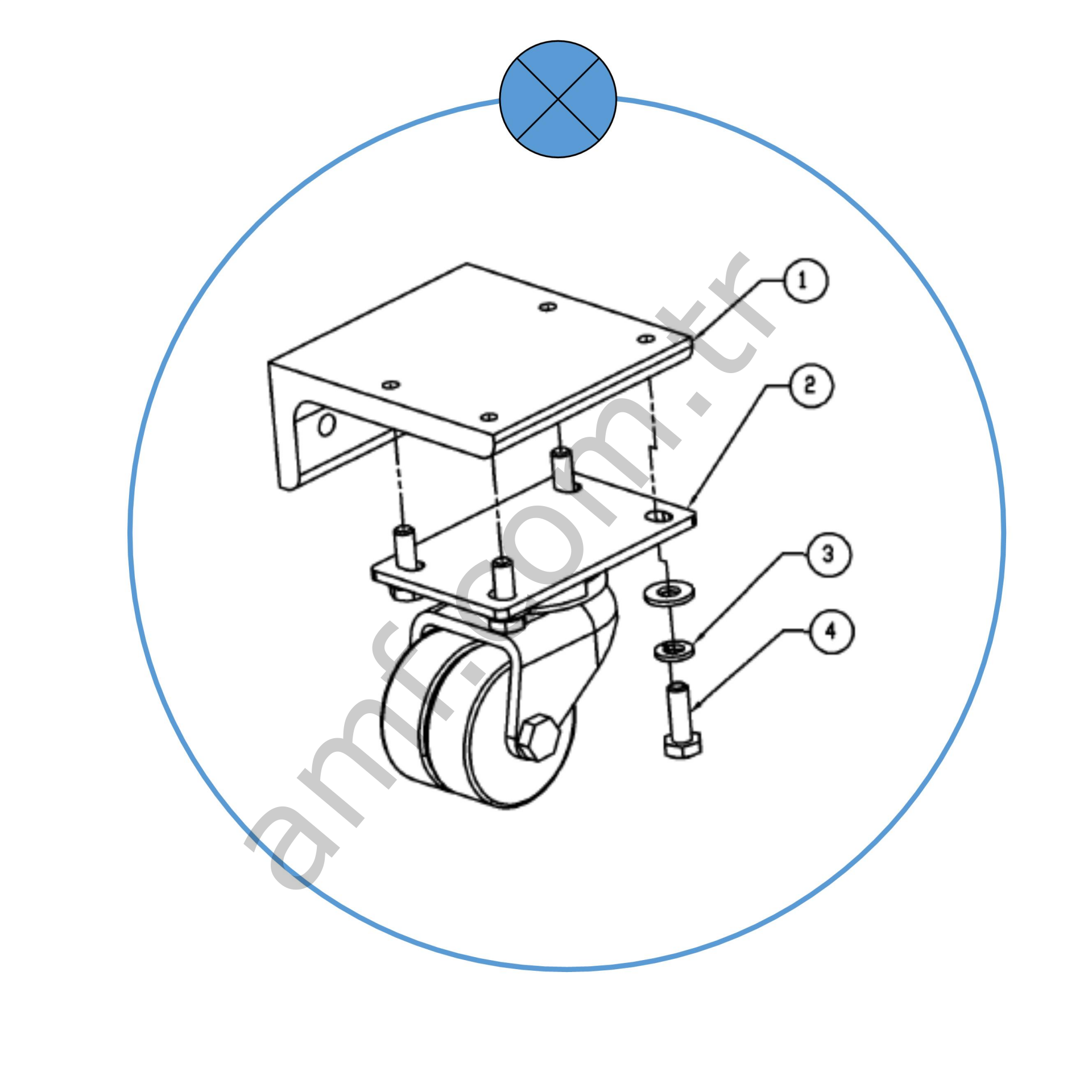 Caster Assmbly_294115167 ( Alternatif:294-115-057) Hat Bakım Makinası, 2li Tekerlek Takımı Set Halde