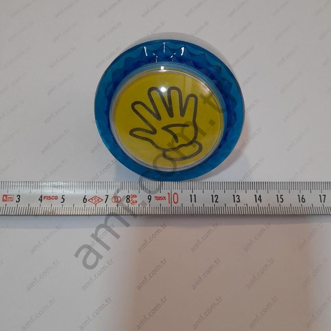 Asortik Push Buton 65mm, Beyaz Gövde, Mavi Çerçeve