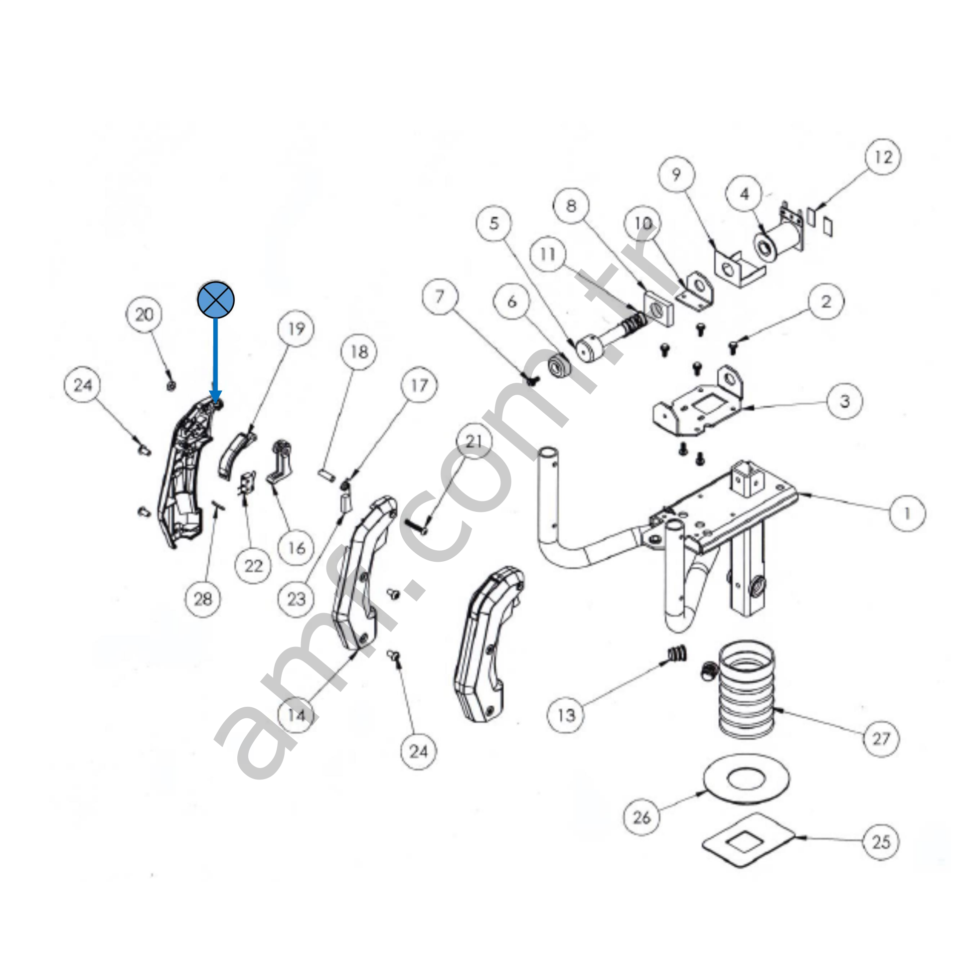 Left Grip Sega Gun Chassis_601-11817 Transformers,Sega,X_ Silah Sol Plastiği