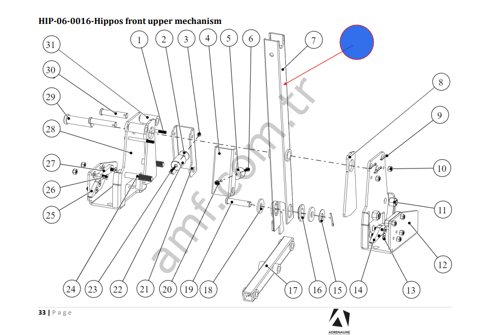 Asm. Of Vertical Handle and Bushing_HIP-06-0041 Hungry Hungry Hippos, Kol Şasisi
