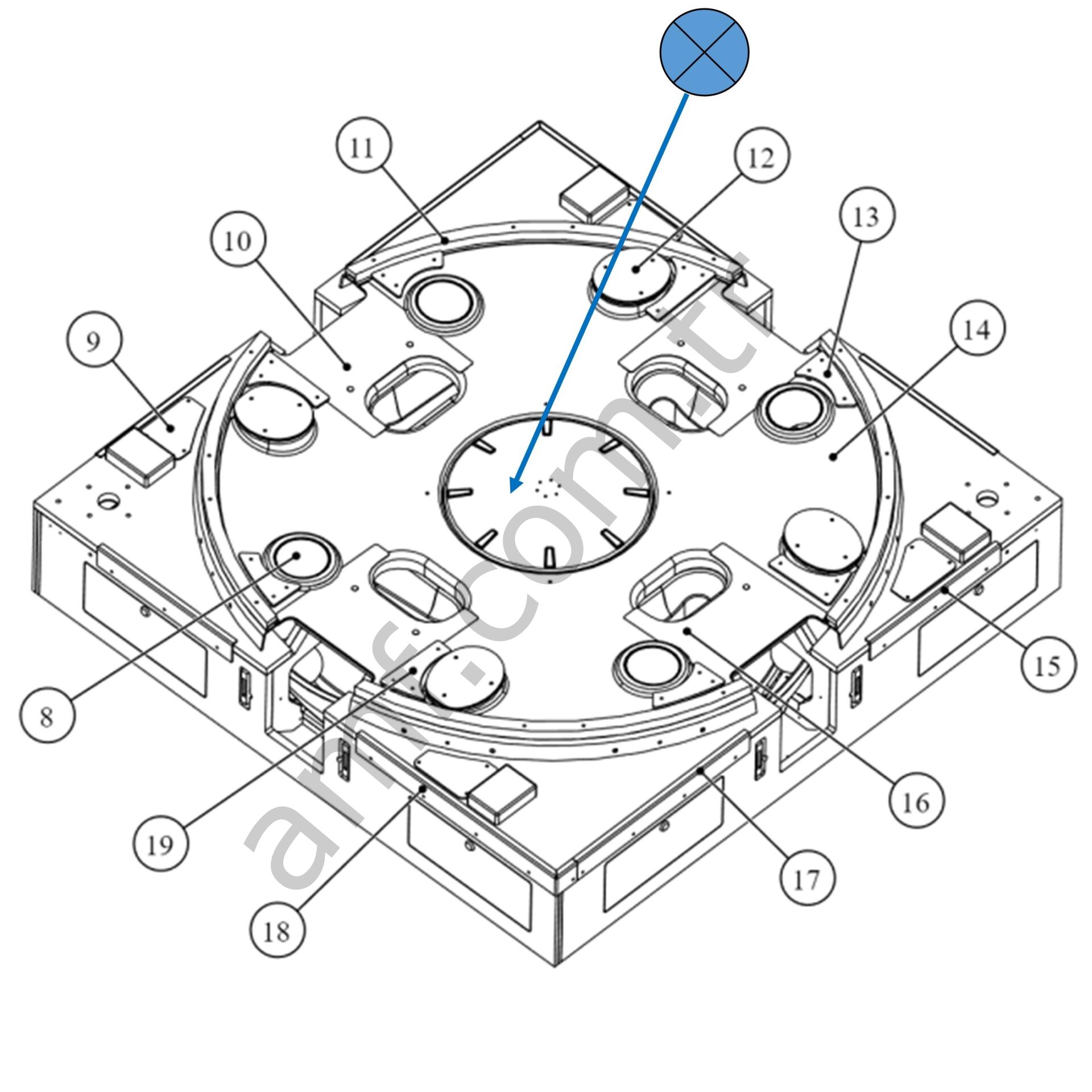 Thermoformed White Ball Gear_HIP-07-4001 Hungry Hungry Hippos, İç Orta Zemin Pvc, Yuvarlak Kapak Beyaz