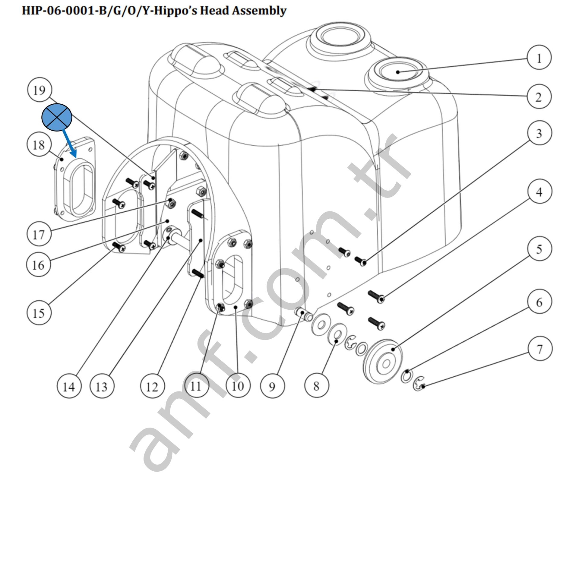 Left Black Head Flange Washer in UHMW_HIP-07-0018 Hungry Hungry Hippos, Sol Pvc Flanş