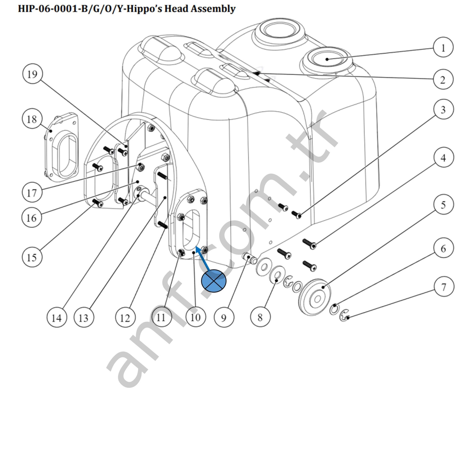 Right Black Head Flange Washer in UHMW_HIP-07-0019 Hungry Hungry Hippos, Sağ Pvc Flanş