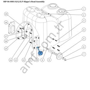 Right Black Head Flange Washer in UHMW_HIP-07-0019 Hungry Hungry Hippos, Sağ Pvc Flanş
