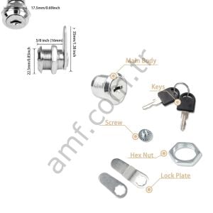 Arcade Lock&Key 5/8''(16mm) Oyun Makinası Jeton Kapısı Kilidi, 16mm 1nci Sınıf Kilit