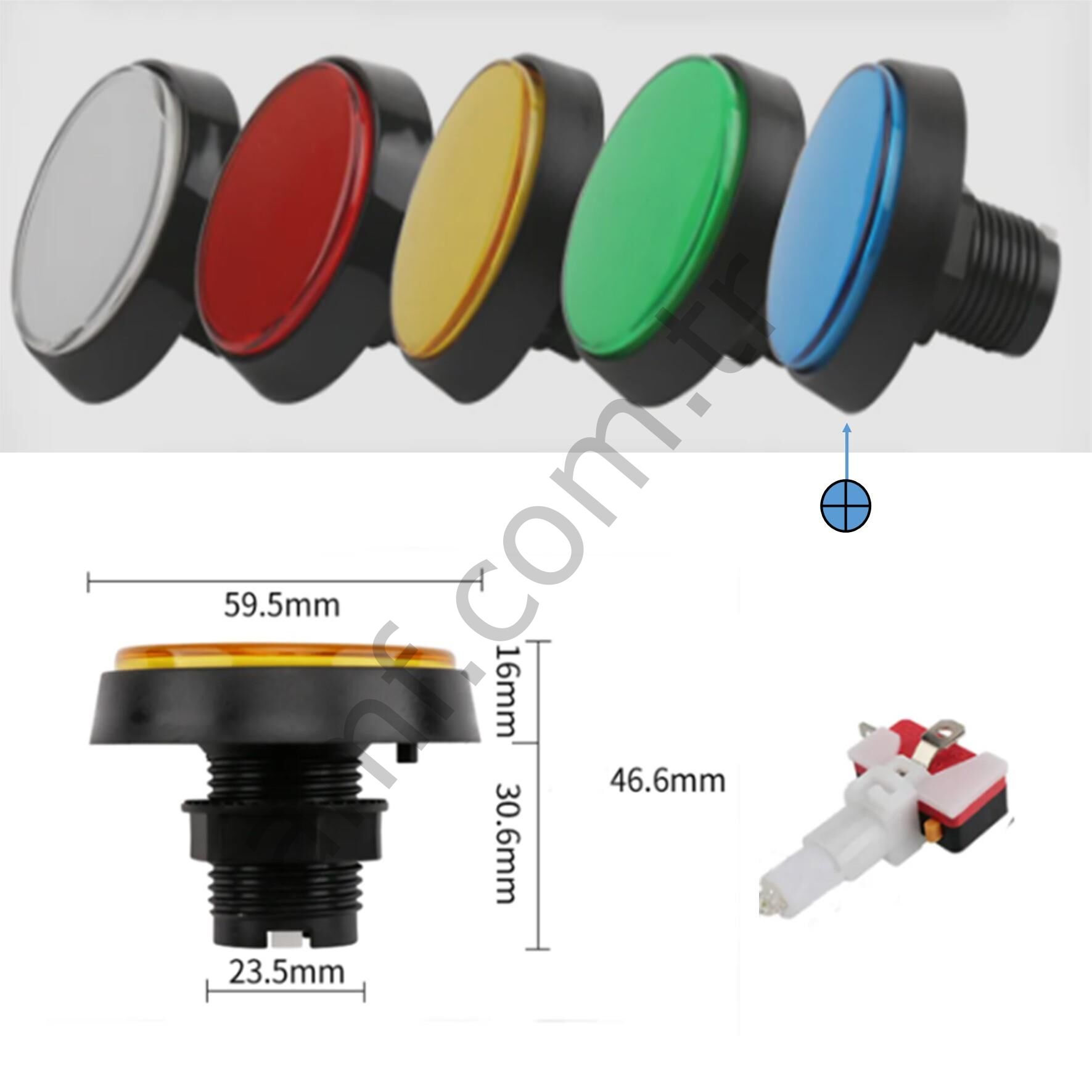 60mm Çap, Düz, Push Button, Dönmez Pinli, Mavi 60mm Dia, Flat, Push Button, Lock Pin, Blue