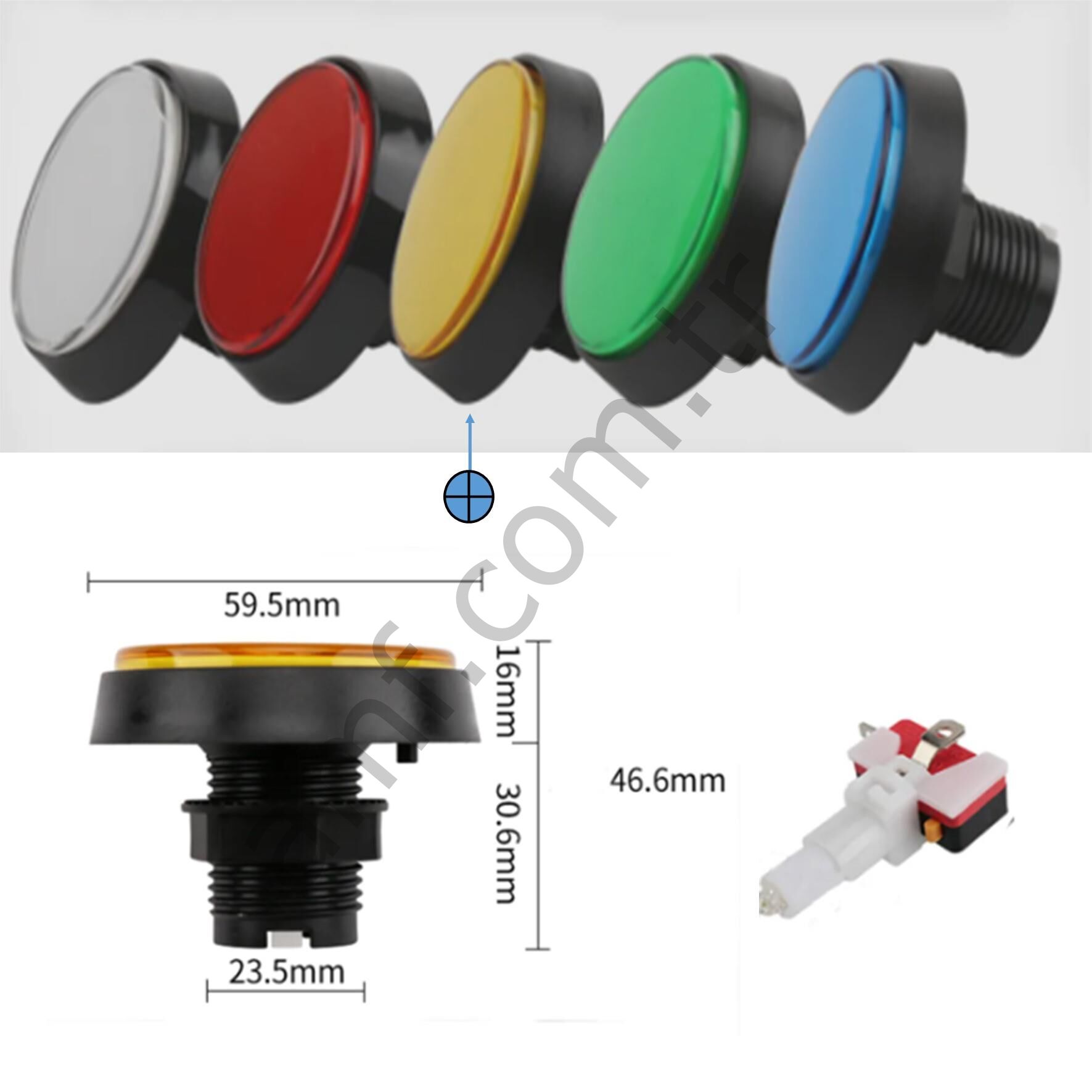 60mm Çap, Düz, Push Button, Dönmez Pinli, Sarı 60mm Dia, Flat, Push Button, Lock Pin