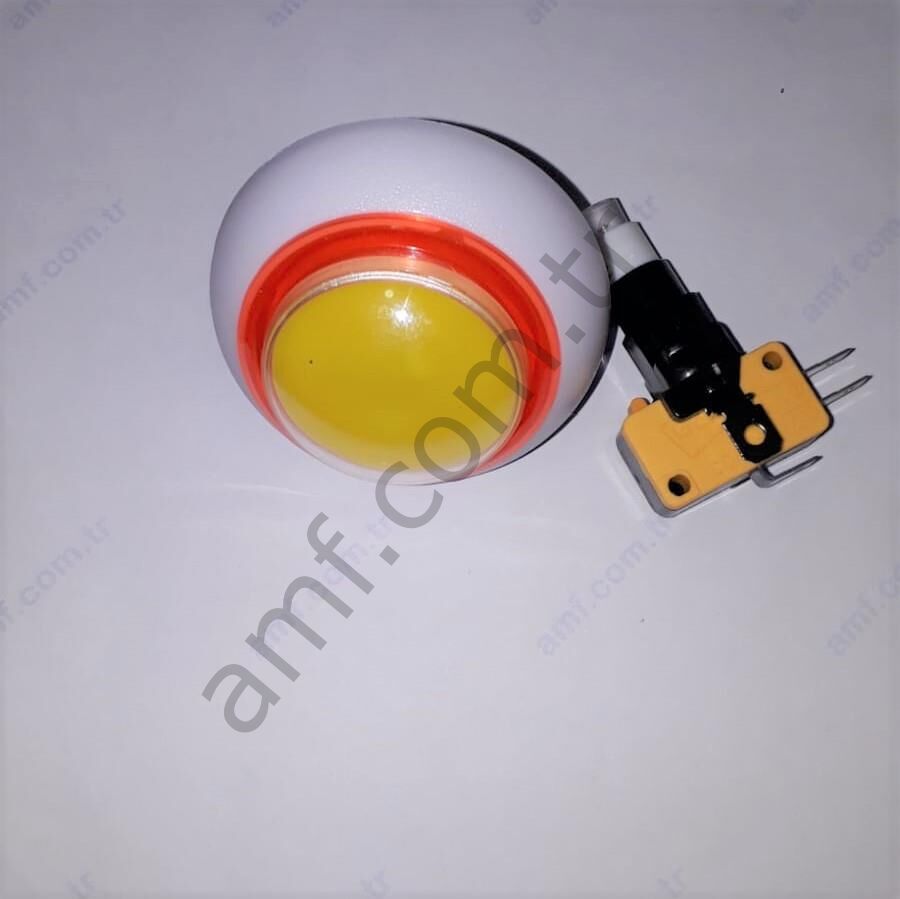 Magic Light Button, 58mm, Circle, Dome Fire Man, Led Işık Aksiyonlu Buton 58mm, Yuvarlak, Dış Bükey