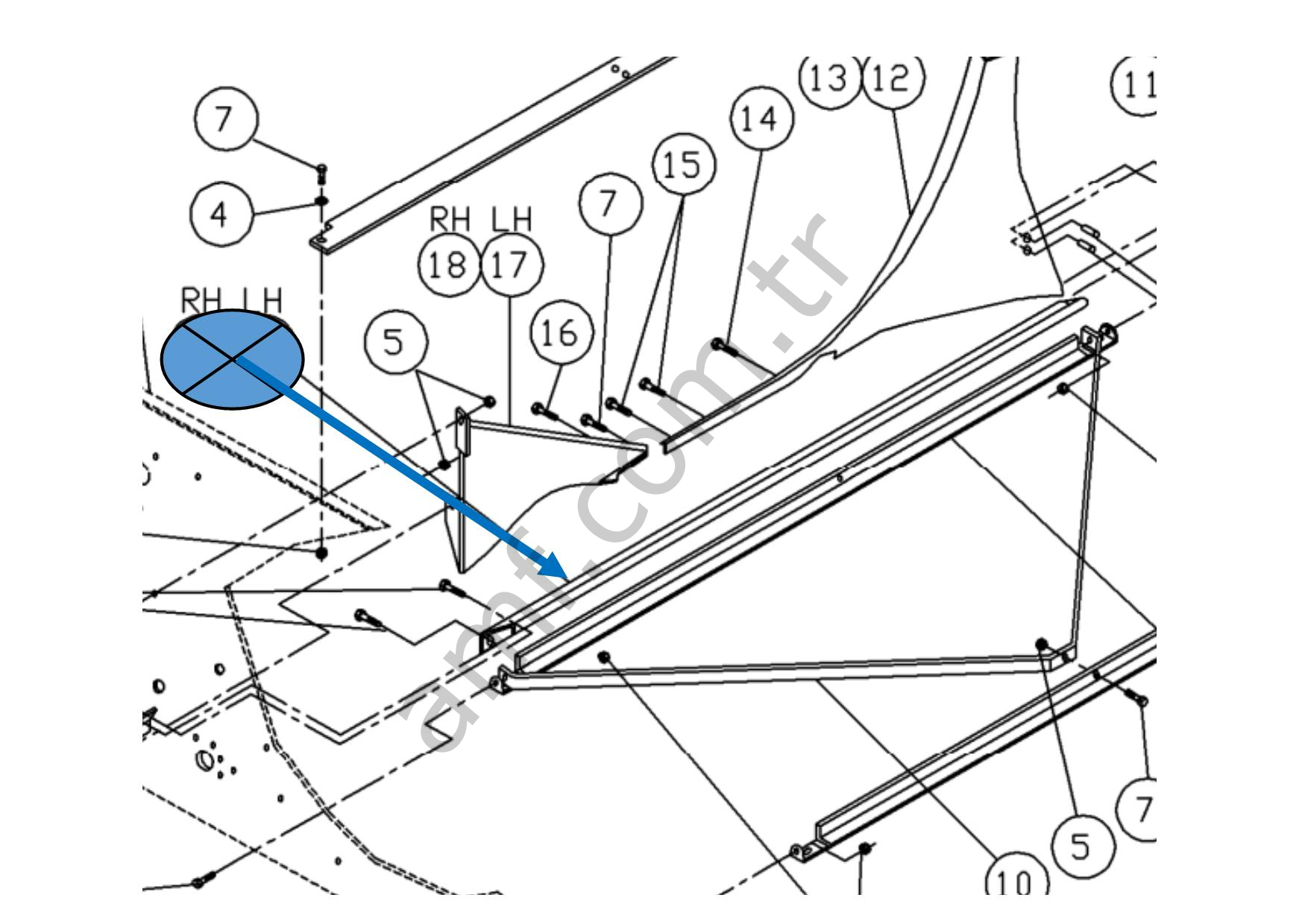 Apron Assembly LH_030006964 Arka Makine, Kazan altı, Makine Alt Ön Plakası, Sol
