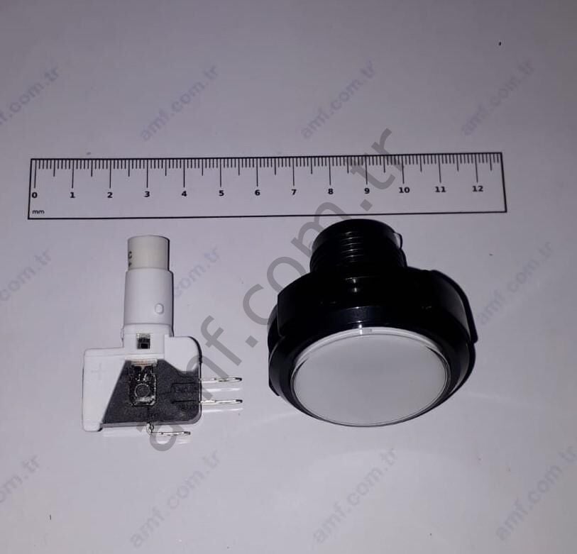 Push Button White 46mm, Flat Amber Bus, Buton, Beyaz, Düz, Çap 46 mm