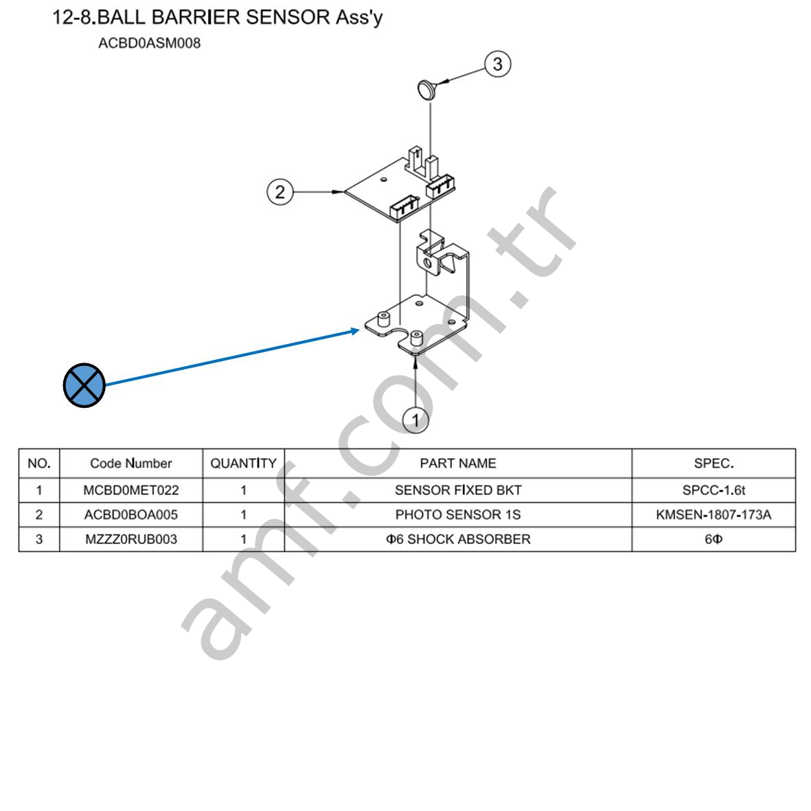 Ball Barrier Sensor Fixed Bracket_MCBD0MET022 Power Roll, Top Bariyeri Sensor Tutucu