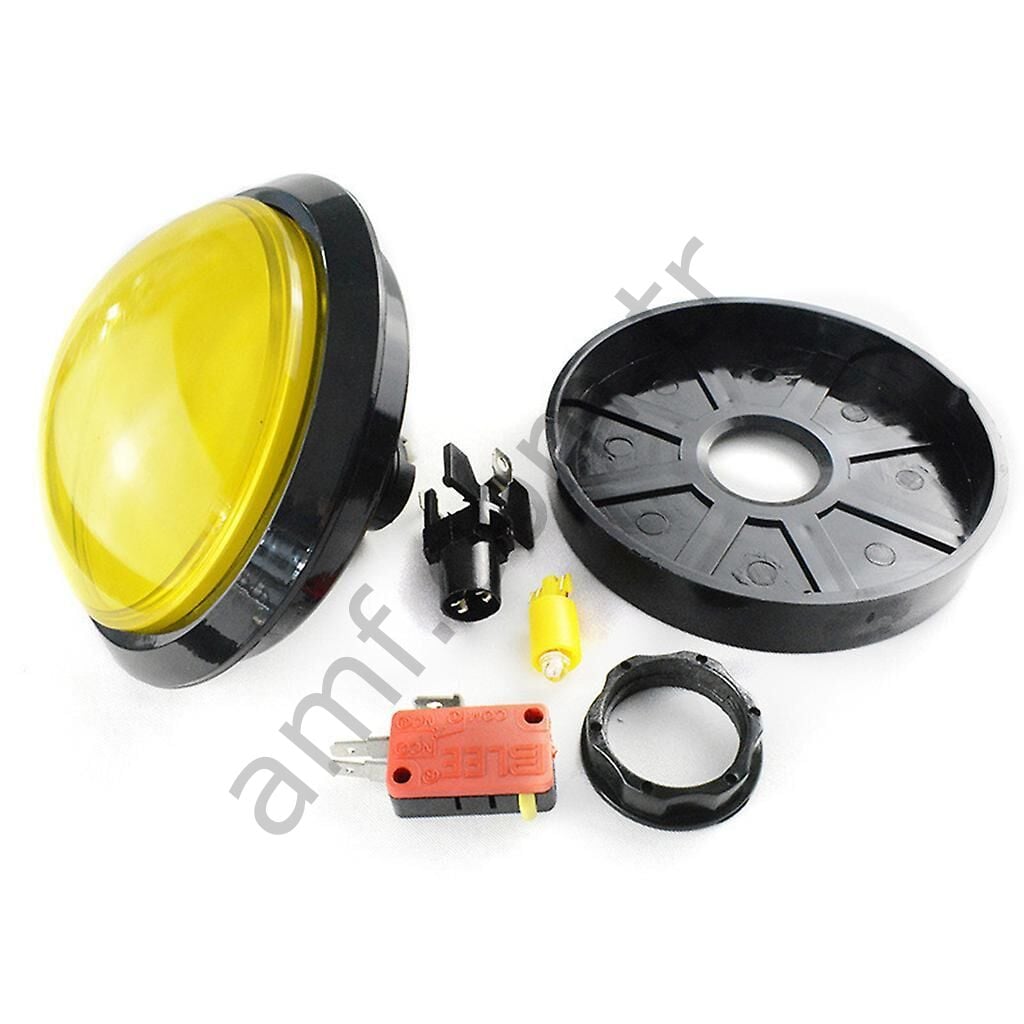 100mm Çap, Sarı, Dış Bükey Push Button Buton Sarı 100mm Dış Bükey