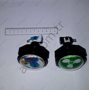 Mid Size Button 54mm Transparent Convex Polihelicopter, Buton 54mm Çap, Dış Bükey, Şeffaf, Baskılı