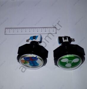 Mid Size Button 54mm Transparent Convex Polihelicopter, Buton 54mm Çap, Dış Bükey, Şeffaf, Baskılı