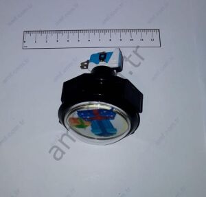 Mid Size Button 54mm Transparent Convex Polihelicopter, Buton 54mm Çap, Dış Bükey, Şeffaf, Baskılı