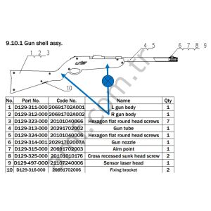 Out Back Hunter Gun Shell, Body Right_D129-312-000 Out Back Hunter, Tüfek Dış Kabı Sağ_20691702A002