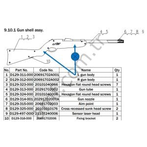 Out Back Hunter Gun Shell, Body Left_D129-311-000 Out Back Hunter, Tüfek Dış Kabı Sol_20691702A001