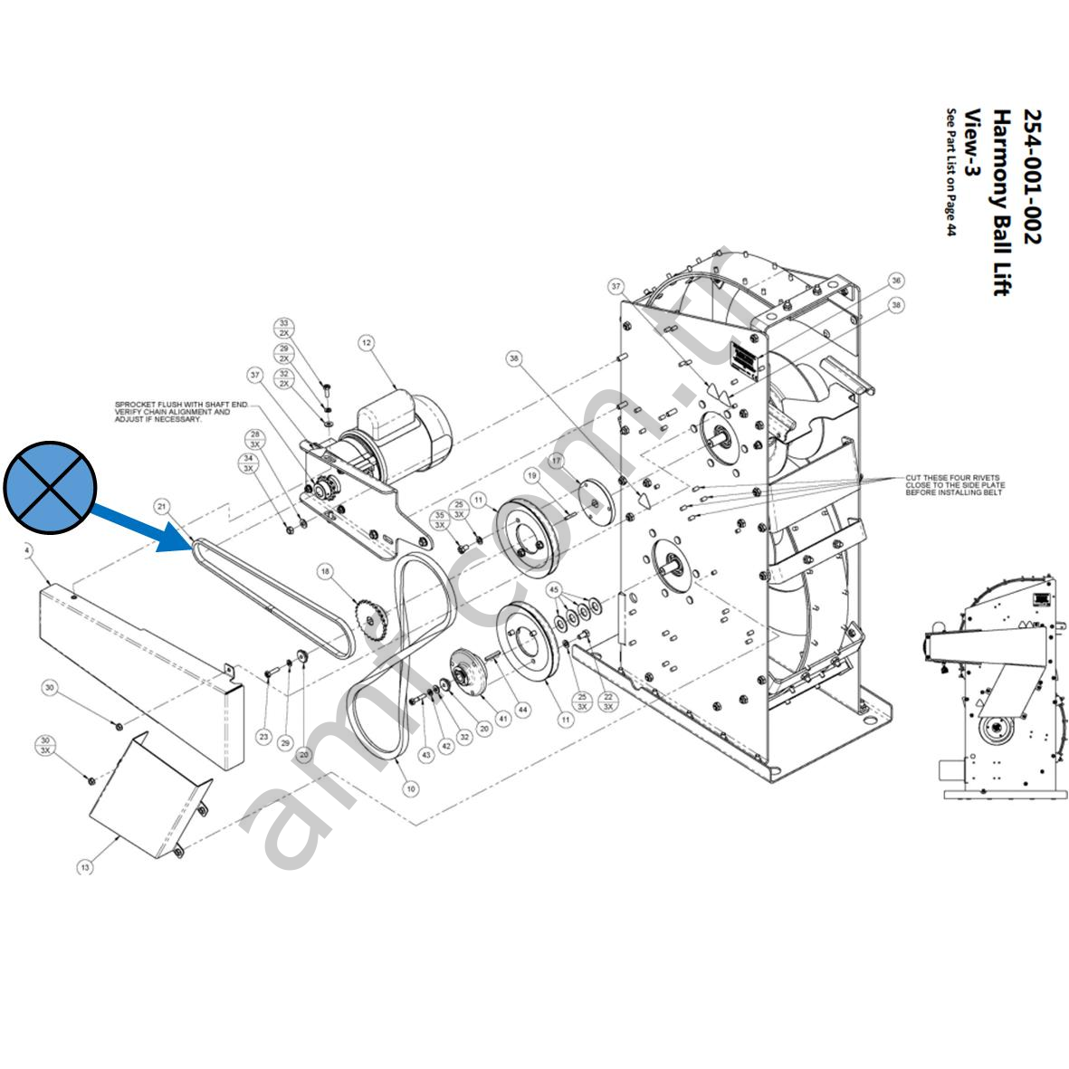 Drive Chain For Harmony Ball Return I_254001106 İlk Versiyon Harmony Motor Tahrik Zinciri, Alternatif: 254-001-120