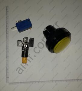 44mm Çap Push Buton Düz_IC180J Sarı Buton, 45mm Sarı Düz