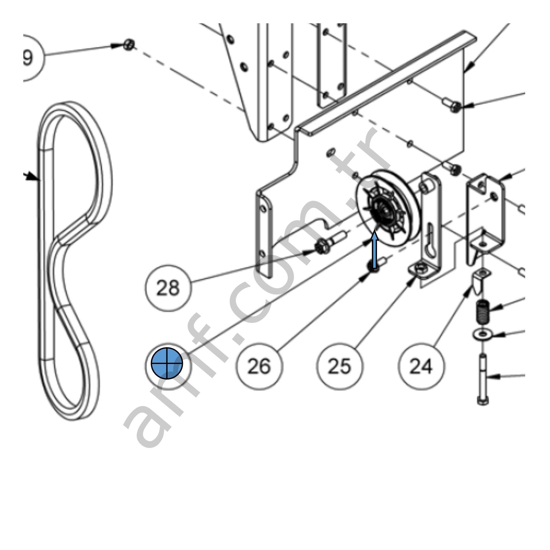 Edge Idler Pulley_B-Belt 4''_088001825 Edge, Elevator Kasnak