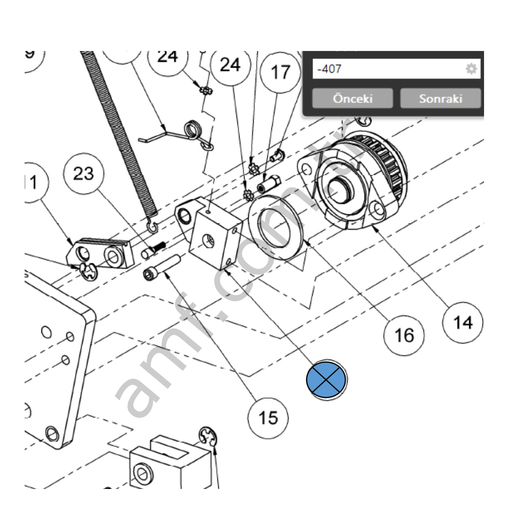 Roller Shaft Support Arm Assembly_294115407 Hat Bakım Makinası, Silindir Şaft Destek Kolu Tertibatı, Alternatif: 294-115-406