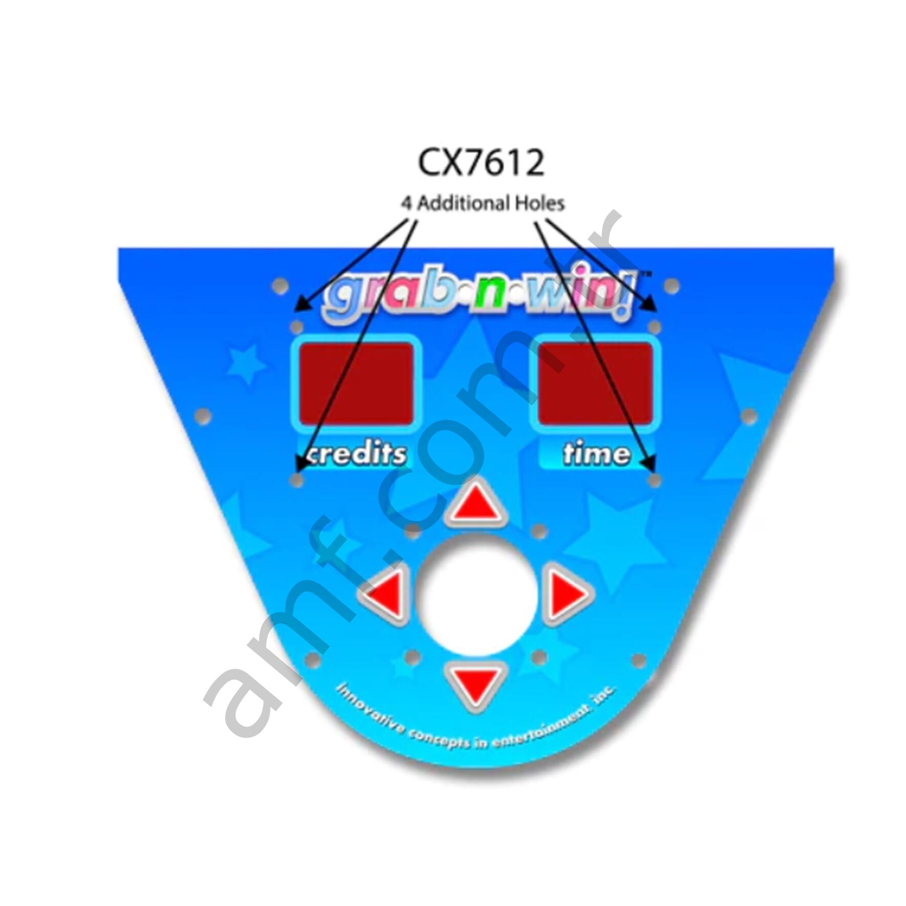 Grab N Win Control Panel Add.4 Holes_CX7612 Crane Ice, Grab N Win Ön Konsol Baskılı Pleksi