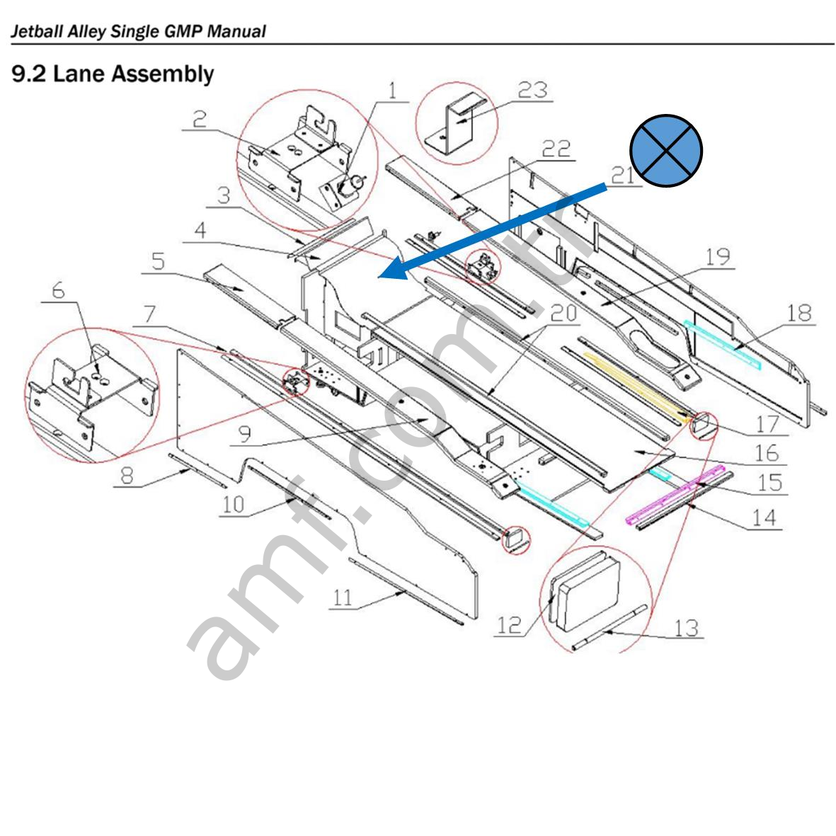 Jetball Alley-Lane Front Plate_J127-193-000 Jetball Alley Ön Rampa