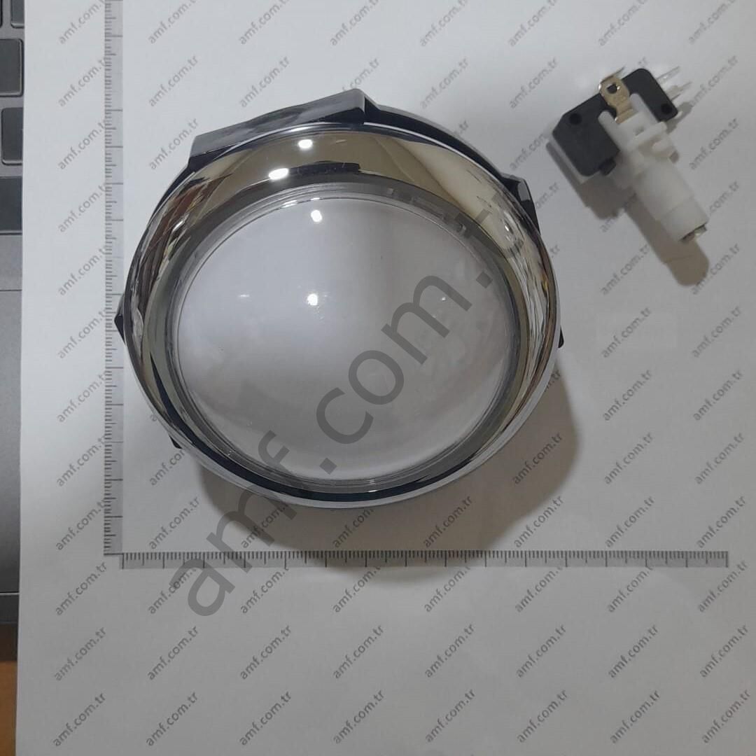 Circle Button 100mm Dome Parkour Motor Büyük Buton, Çap 100mm, Dış Bükey, Kromajlı Çerçeve