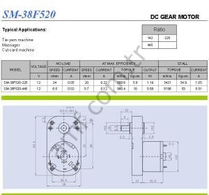 Gear&Motor, S Type, 12v/6.5 Rpm_JL-38f520-445 Redüktörlü Motor, Yada Transmission, 12 Volt 6,5 Rpm