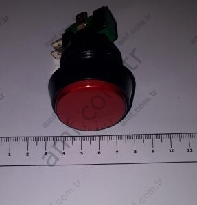 44mm Çap Push Buton Düz_IC180J Kırmızı Buton, 45mm Kırmızı Düz