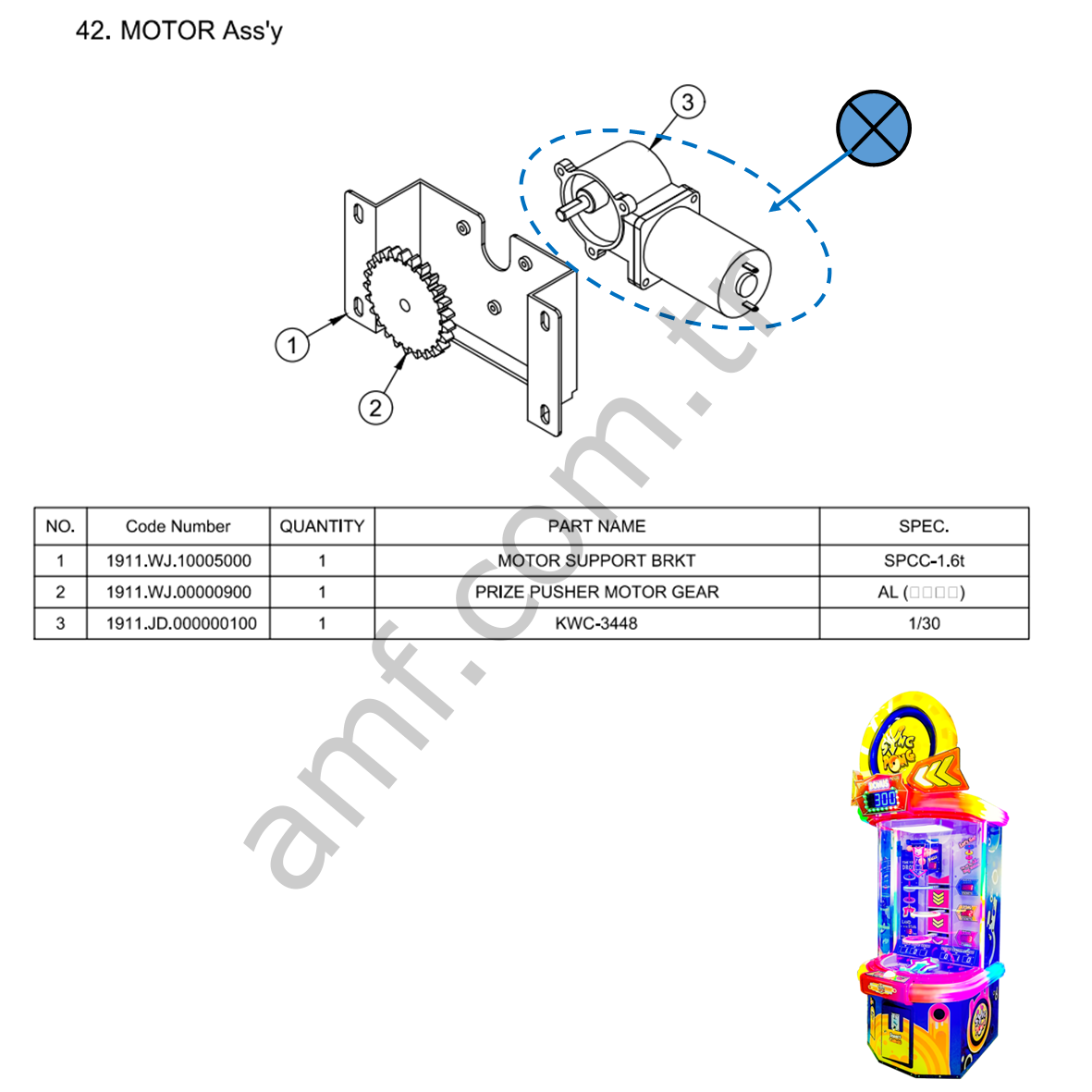 Sync Pong Ring Gear&Motor,KWC-3448_SP-191100000100 Sync Pong, Halka Redüktörlü Motoru, KWC-3448, 1/30 / 50YD3540-12v-60rpm